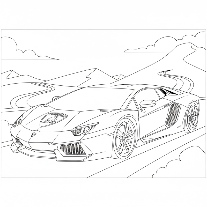 Hình tô màu xe đua Lamborghini