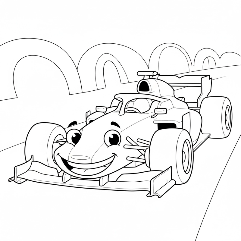Hình tô màu xe đua đơn giản cho bé