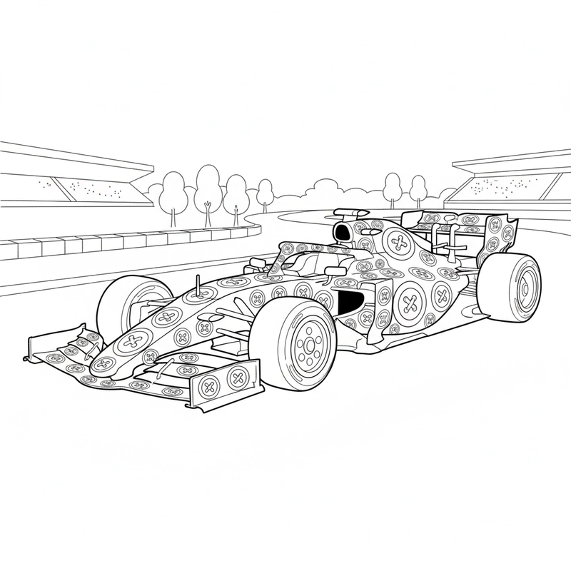 Hình tô màu xe đua hấp dẫn cho bé