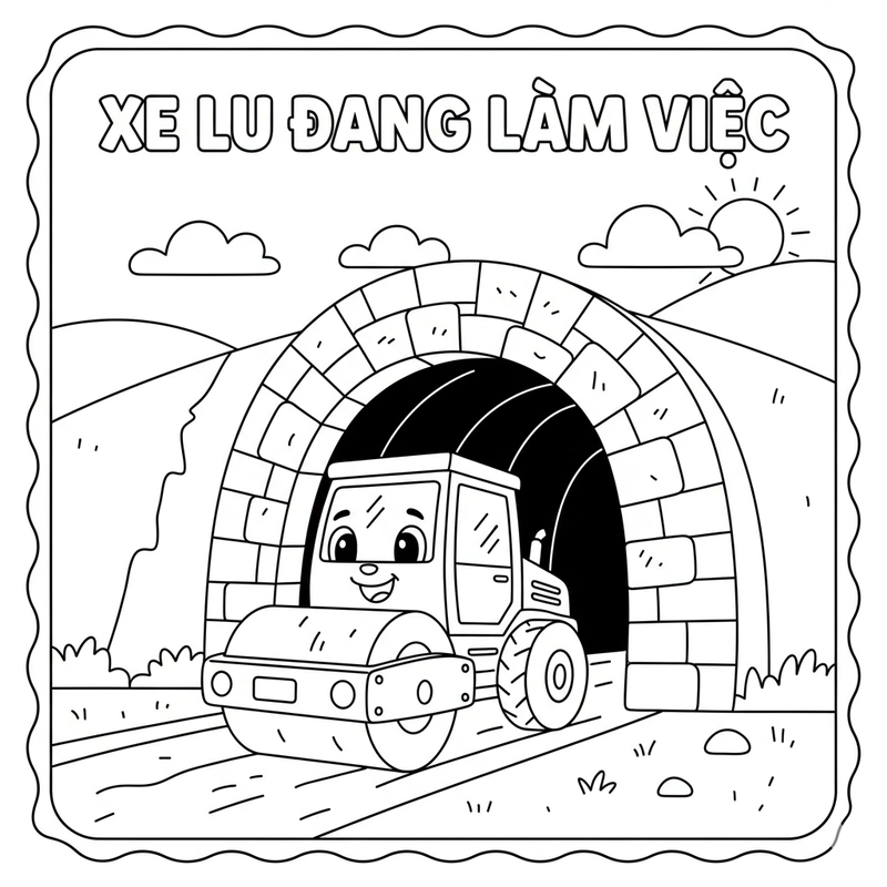 Hình tô màu xe lu dễ thương