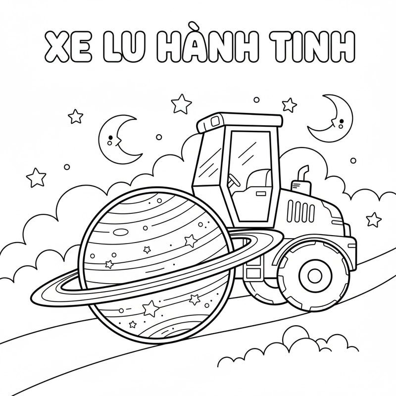 Hình tô màu xe lu hoạt động