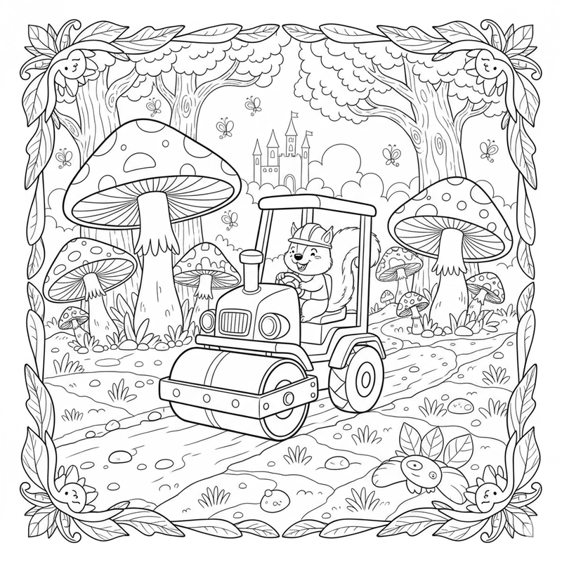 Hình tô màu xe lu ngộ nghĩnh