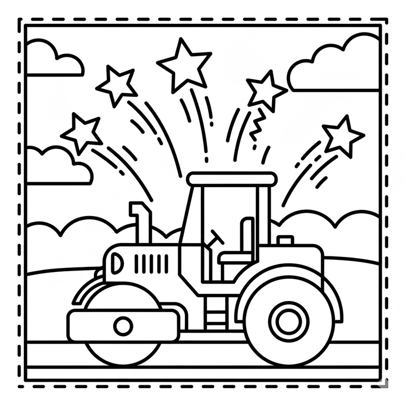 Hình tô màu xe lu vui nhộn