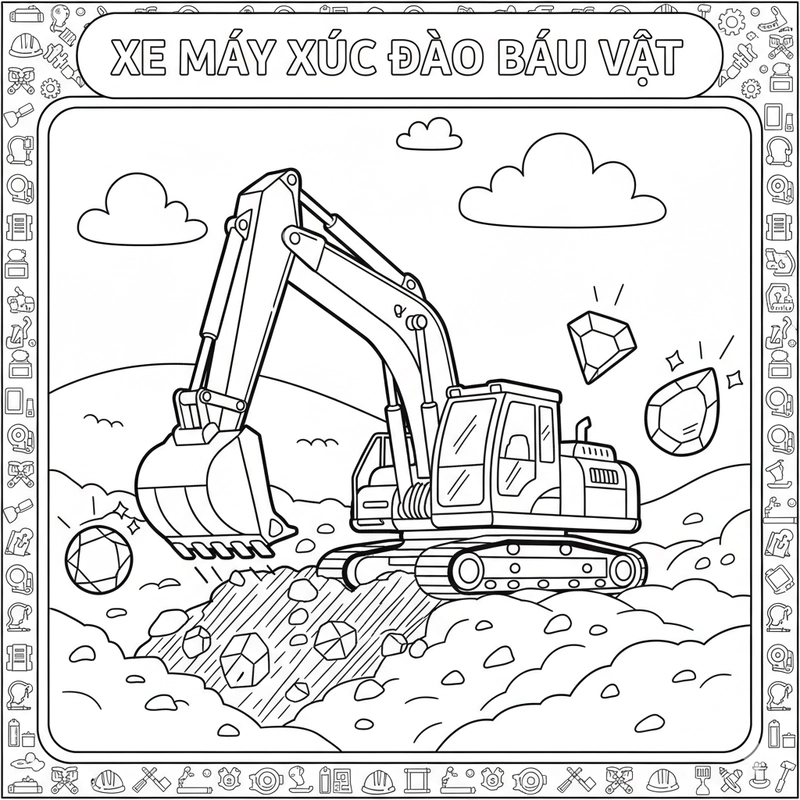Hình tô màu xe máy xúc dễ thương