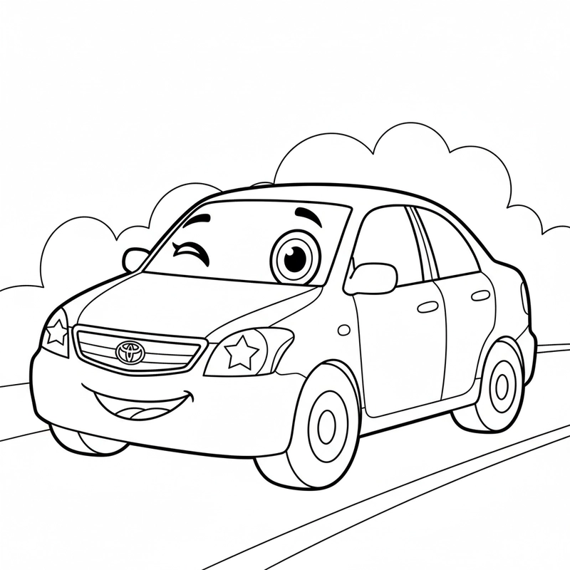 Hình tô màu xe ô tô Toyota đường nét rõ