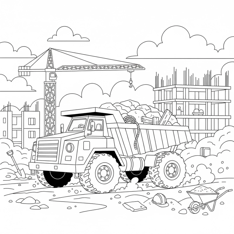 Hình tô màu xe ô tô tải dễ tô