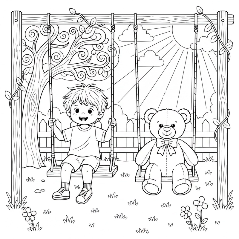 Hình tô màu xích đu phù hợp trẻ nhỏ