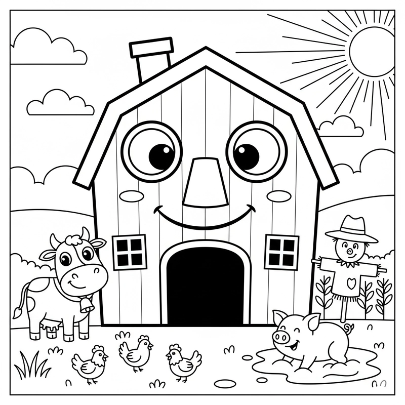 Hình tô nông trại cho bé mầm non