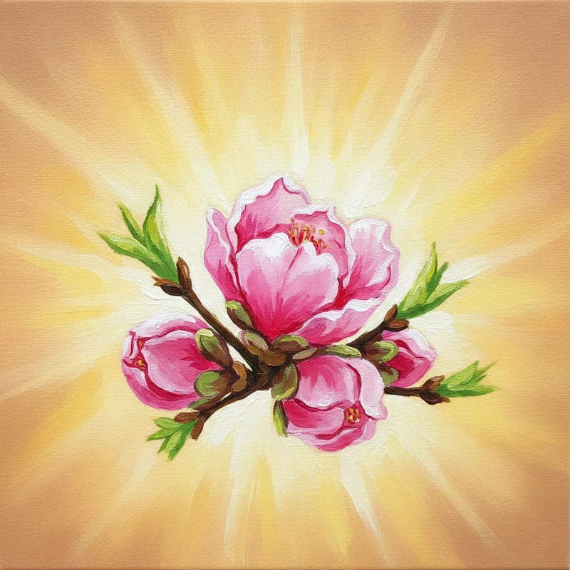 Hình tranh hoa đào xứ Lạng nghệ thuật