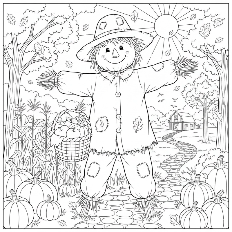 Hình tranh tô lá mùa thu sinh động