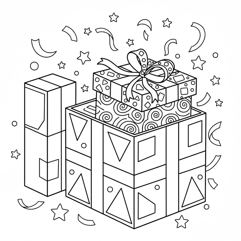 Hình tranh tô màu hộp quà đẹp dễ in