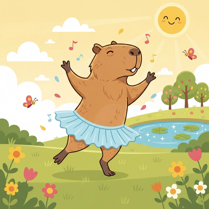 Hình vẽ Capybara đáng yêu kiểu đơn giản