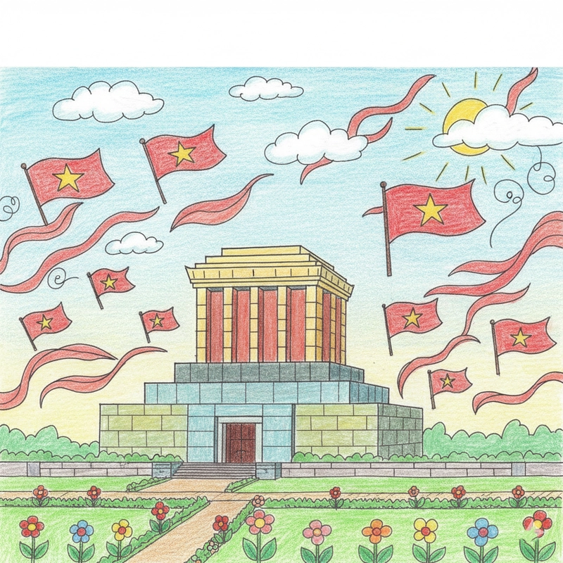 Hình vẽ Lăng Bác đẹp nhẹ nhàng