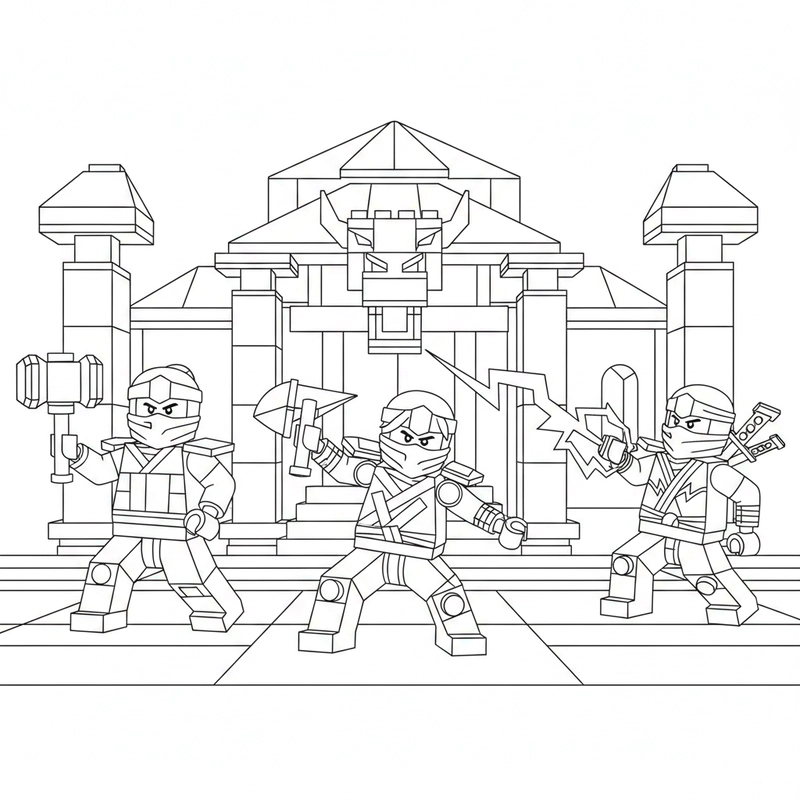Hình vẽ Ninjago tô màu đơn giản