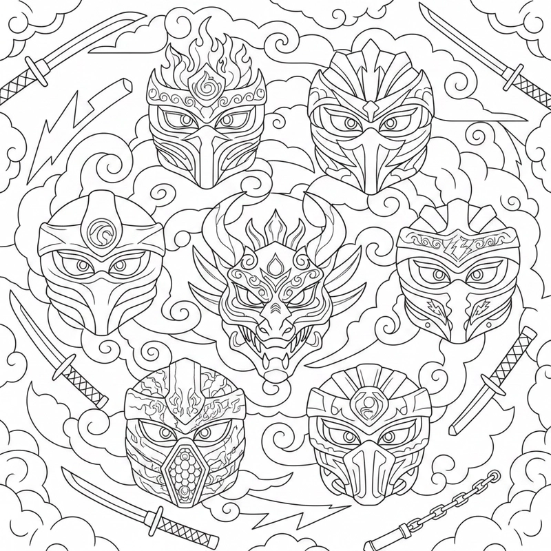 Hình vẽ Ninjago tô màu tạo hình mạnh mẽ