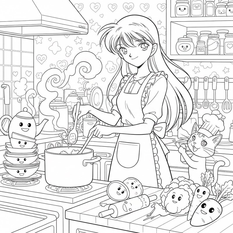 Hình vẽ Ran Mori để tô màu