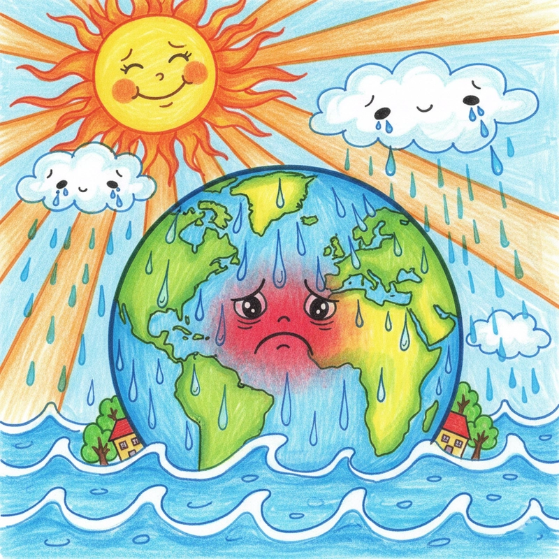 Hình vẽ biến đổi khí hậu nâng cao nhận thức