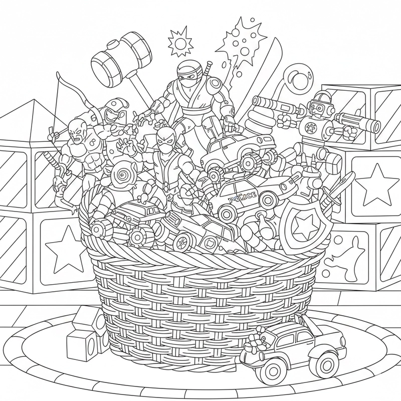 Hình vẽ cái giỏ đơn giản để bé tô