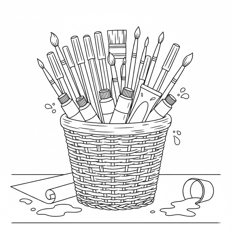 Hình vẽ cái giỏ tô màu bé thích