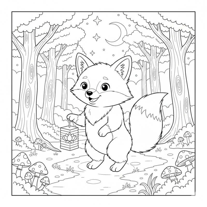 Hình vẽ con cáo gian ác cho bé tô màu