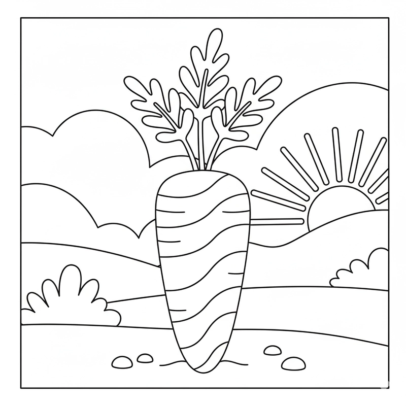 Hình vẽ củ cà rốt luyện tô màu