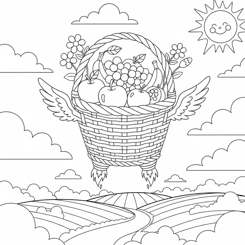 Hình vẽ giỏ đựng đồ cho bé tô màu