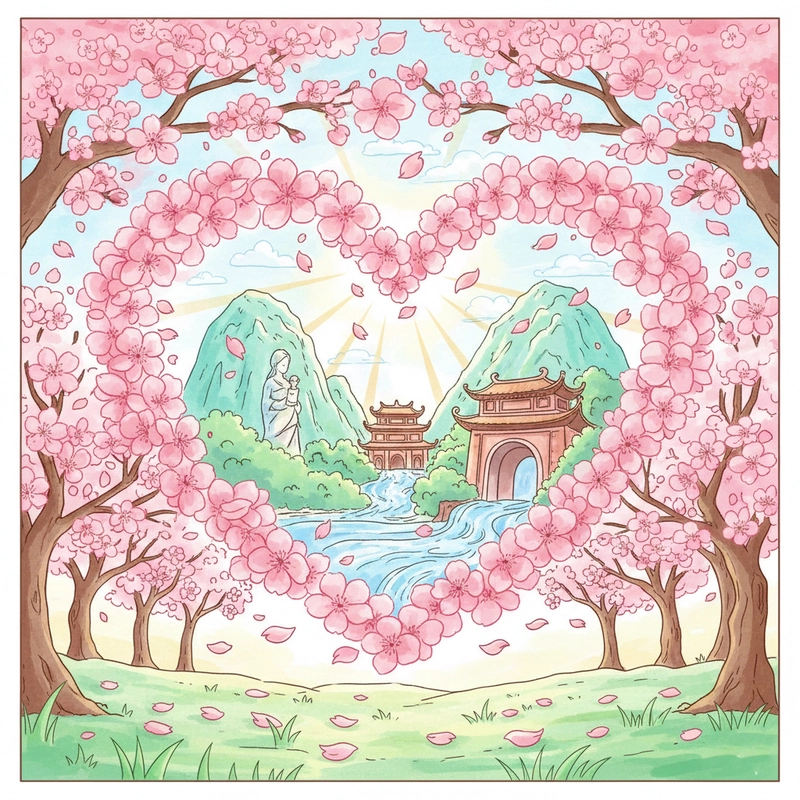 Hình vẽ hoa đào xứ Lạng cho học sinh