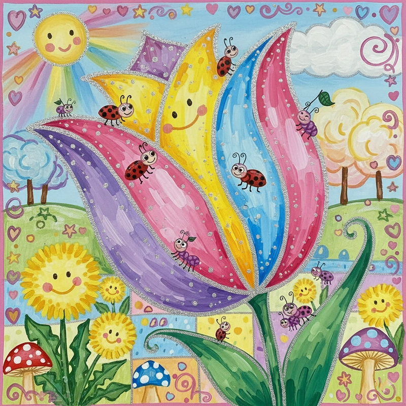 Hình vẽ hoa tulip phù hợp học sinh