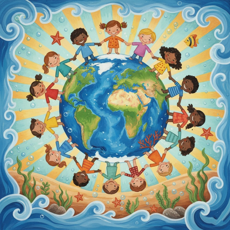 Hình vẽ học sinh thực hiện bảo vệ biển