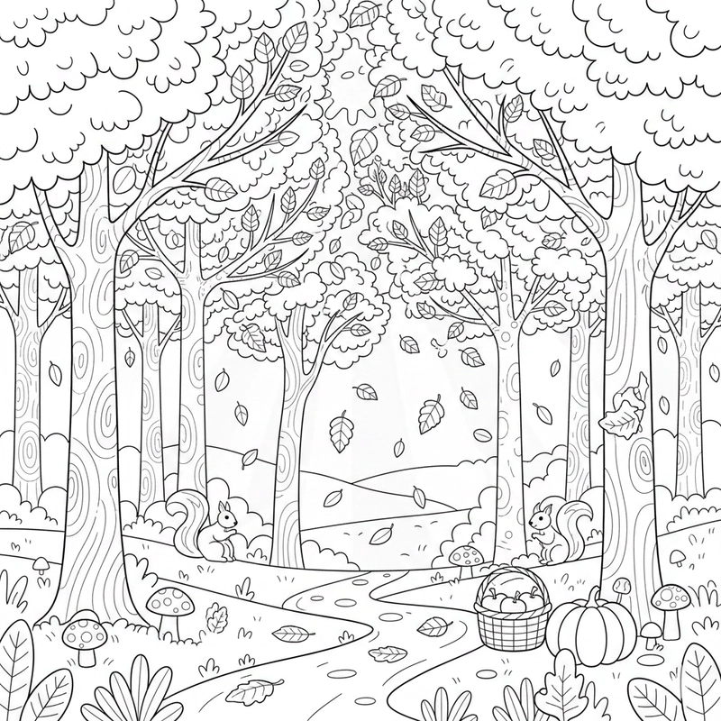 Hình vẽ lá mùa thu cho bé tô