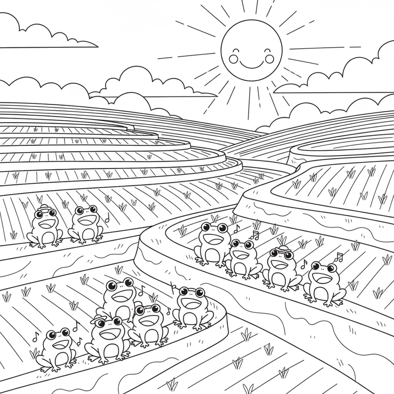 Hình vẽ ruộng bậc thang đẹp tự nhiên