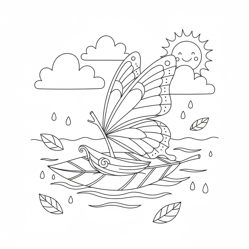 Hình vẽ thuyền buồm cho bé tập tô màu