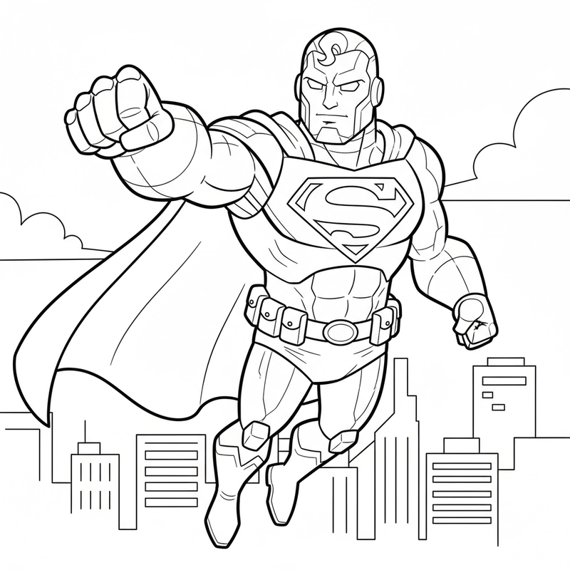 Hình vẽ tô màu Superman bay lượn