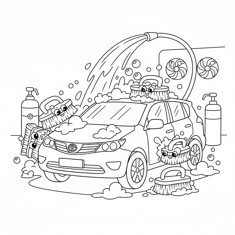 Hình xe Toyota tô màu cho bé luyện tay