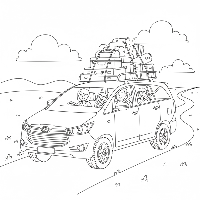 Hình xe Toyota tô màu nét vẽ rõ ràng