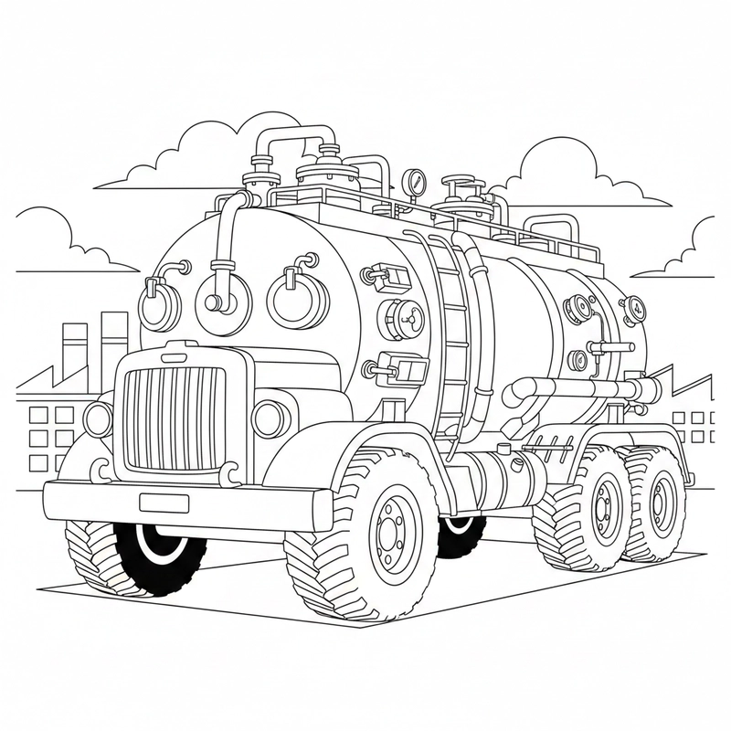 Hình xe bồn để bé tập tô