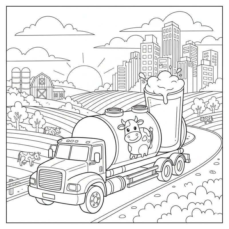 Hình xe bồn sáng tạo cho bé