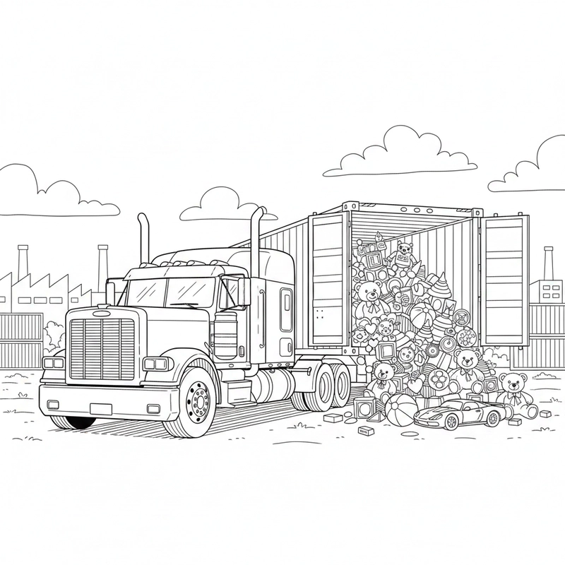 Hình xe container đơn giản phù hợp bé