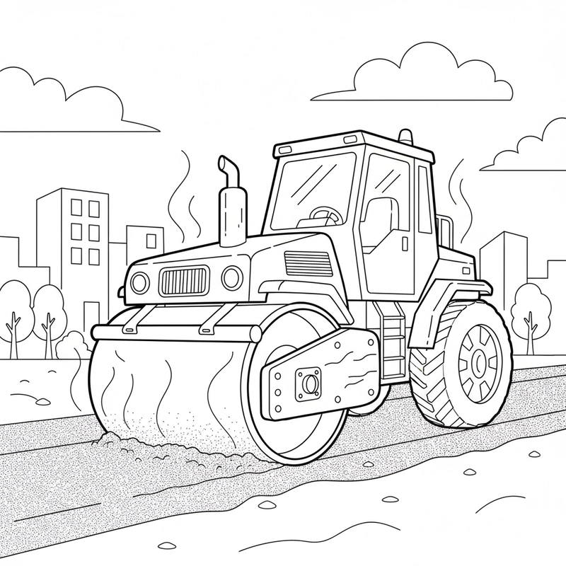 Hình xe lu tô màu đơn giản