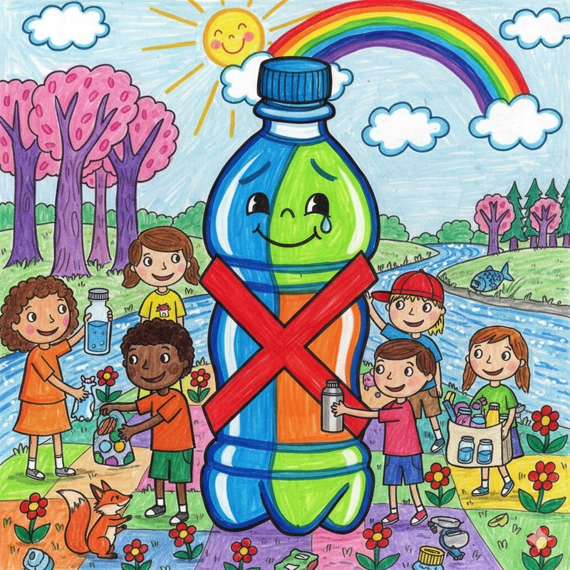 Học sinh vẽ tranh nhặt rác