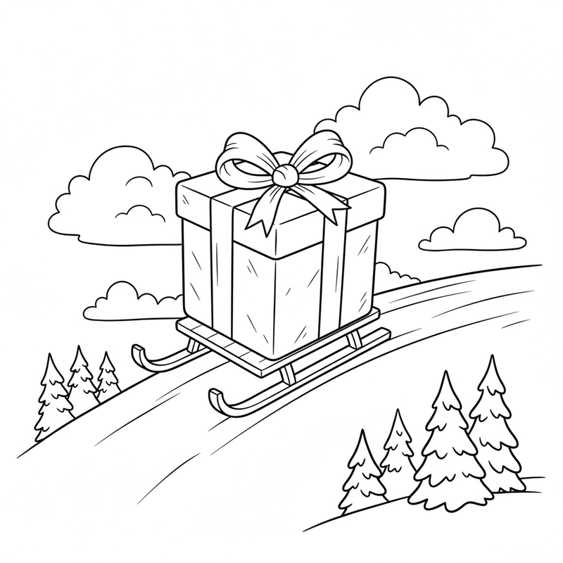 Hộp quà Noel tranh tô màu đơn giản