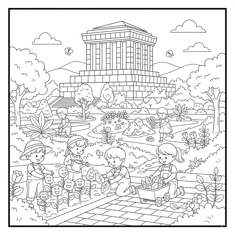 Mẫu Lăng Bác chưa tô màu dễ vẽ