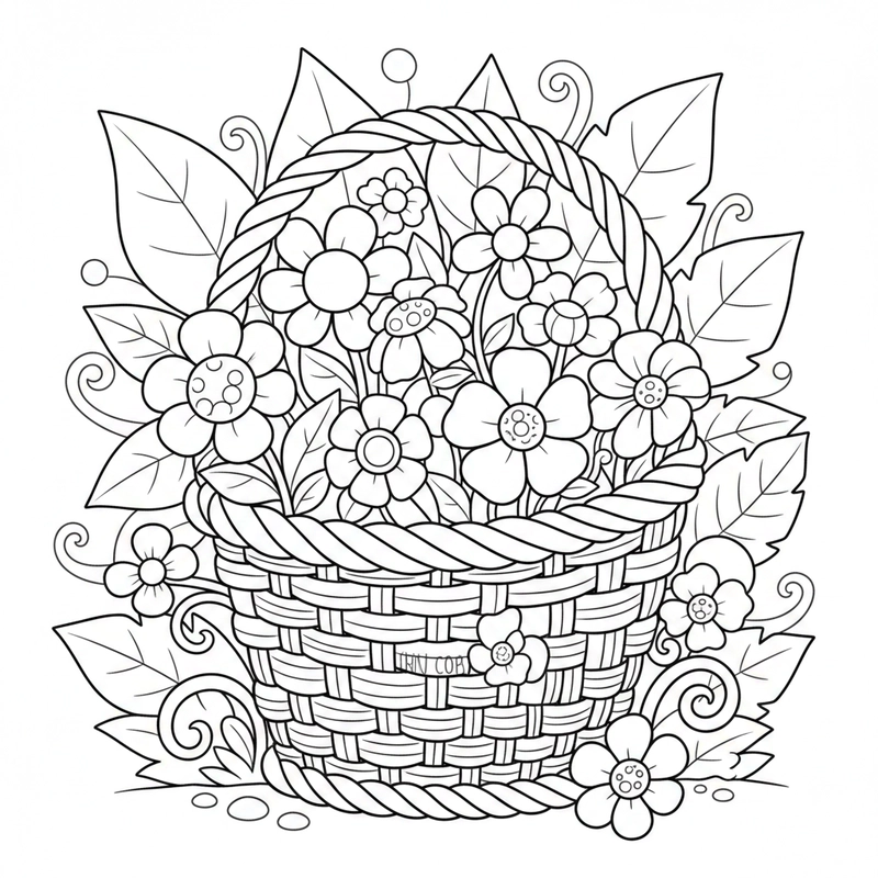 Mẫu cái giỏ tô màu nhiều kiểu