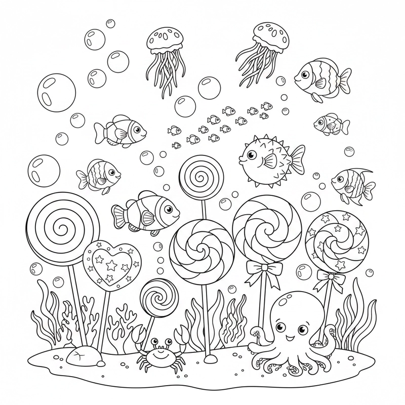 Mẫu hình kẹo mút tô màu cho bé