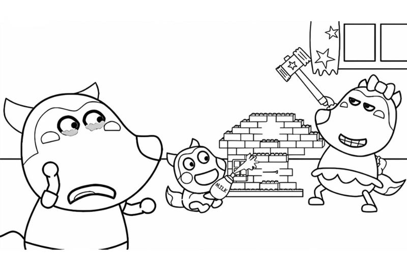 Mẫu hình tô màu Wolfoo đường nét rõ