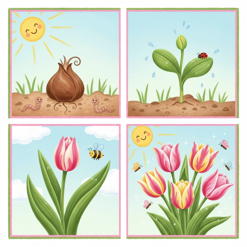 Mẫu hoa tulip cute dễ vẽ