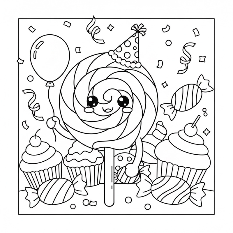 Mẫu kẹo mút tô màu đáng yêu