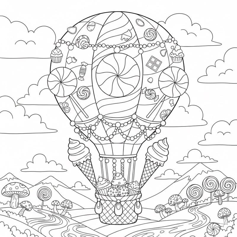 Mẫu khinh khí cầu tô màu đẹp