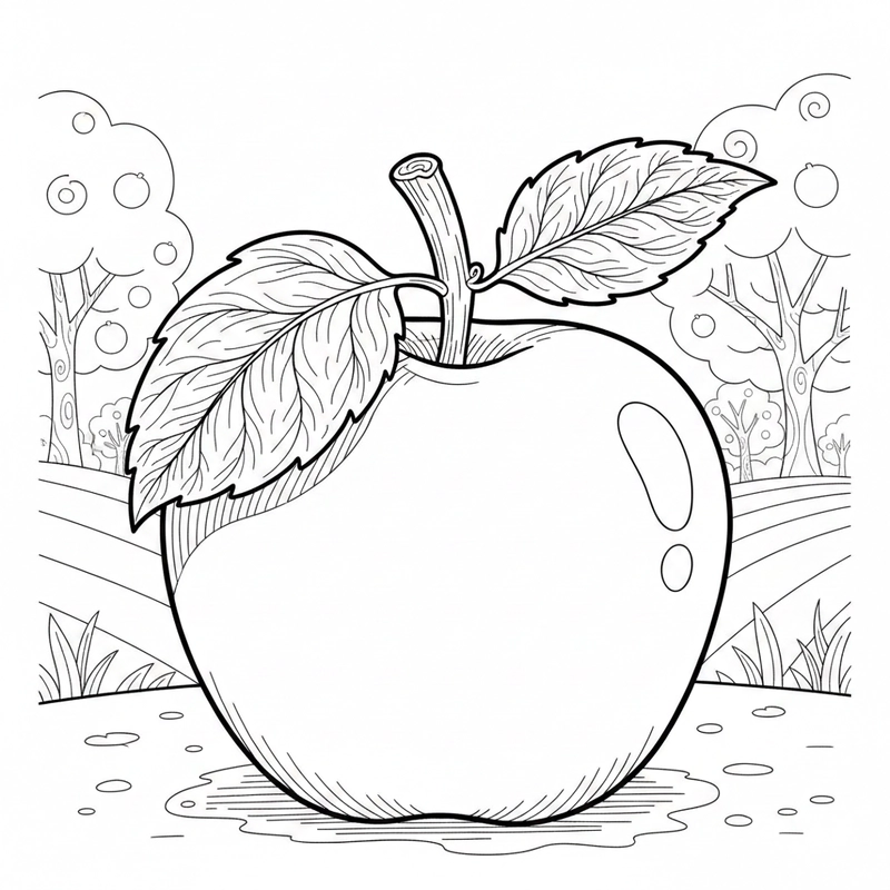 Mẫu quả táo tô màu cho bé