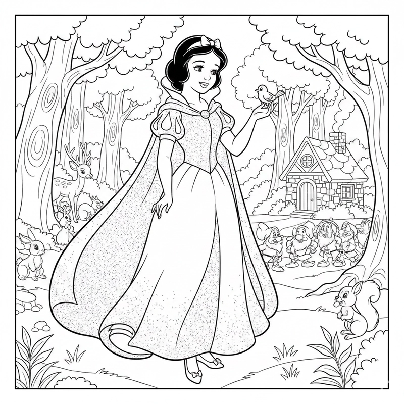 Mẫu tô màu Công chúa Bạch Tuyết